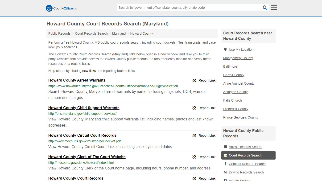 Howard County Court Records Search (Maryland) - County Office